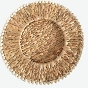 water hyacinth charger plate with wooden beads