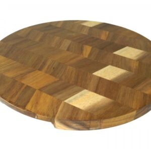 Round acacia cutting board herringbone