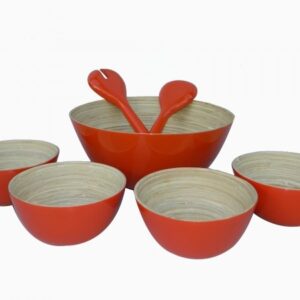 7pcs bamboo salad bowl round
